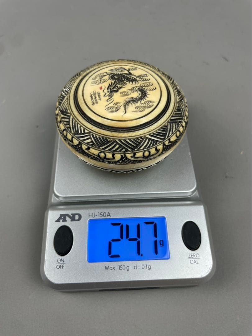 極上細密細工 龍紋 香合 天然素材 根付 小物入れ 古玩 香道具 茶道具
