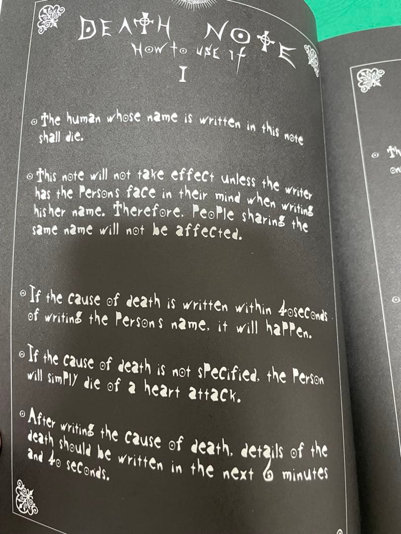 DEATH NOTE レプリカ 弥海砂 ルール英語表記のみ