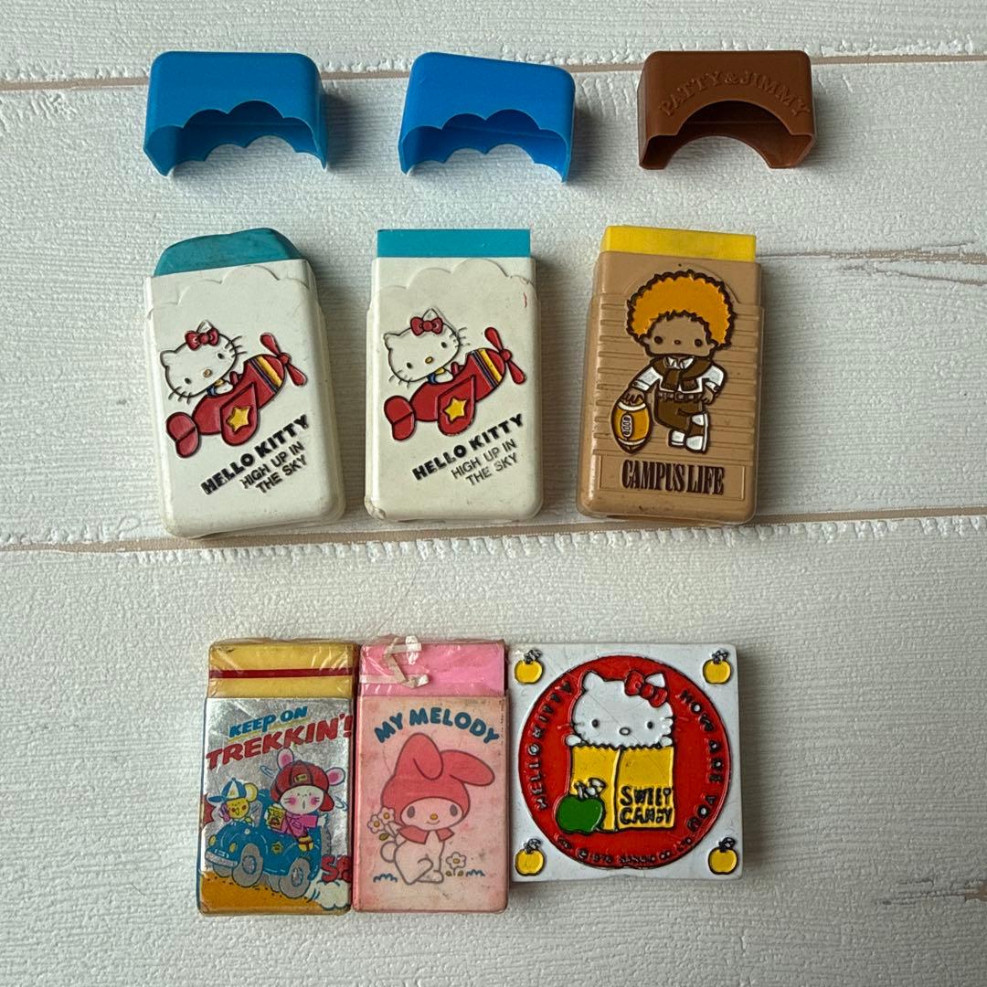 激レア 昭和レトロ 消しゴム サンリオ キティ マイメロ ケース付 1970年代