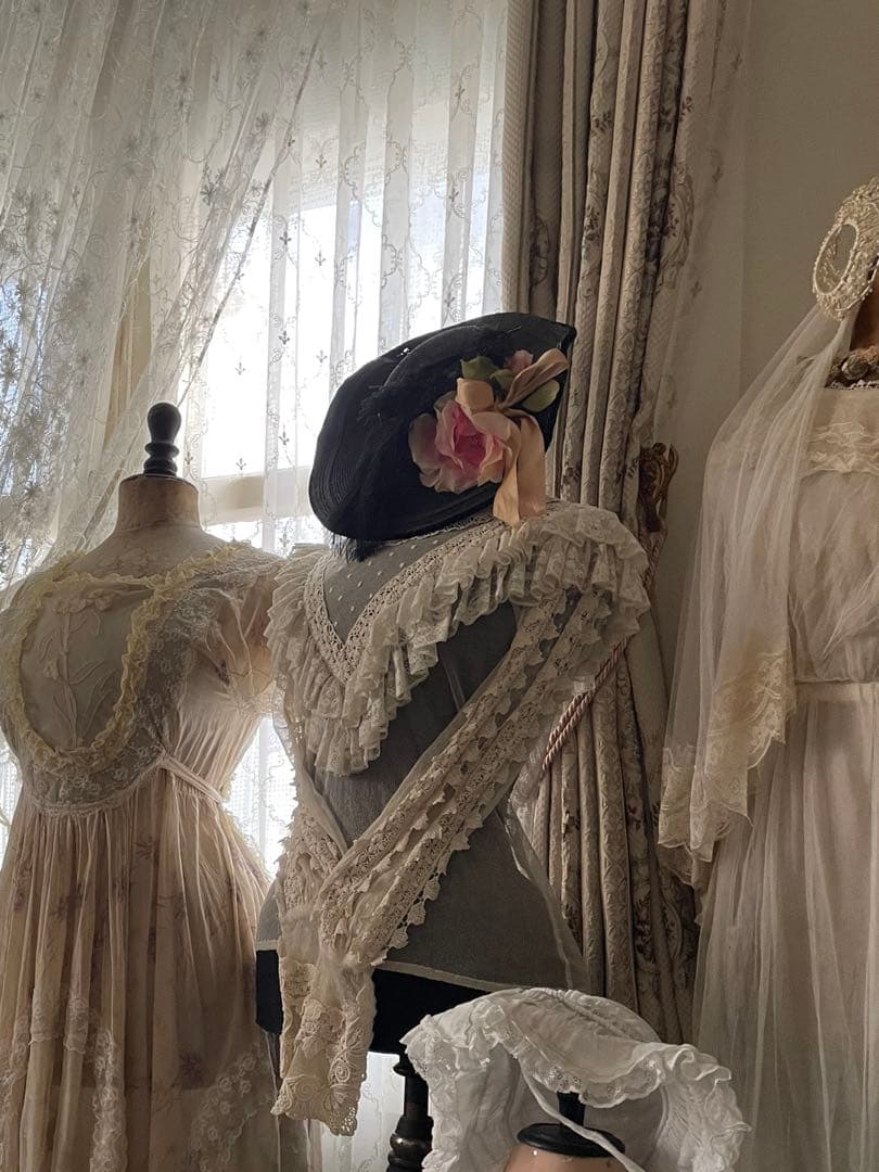 ˚✧₊⁎断捨離SALE品⁎⁺˳✧༚ ♡ フランスアンティーク ハット♡ 布花