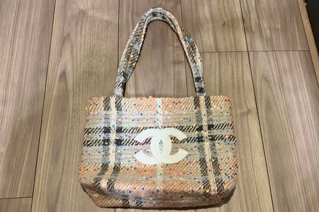 CHANEL チェック柄　ツイードトートバッグ　ノベルティ