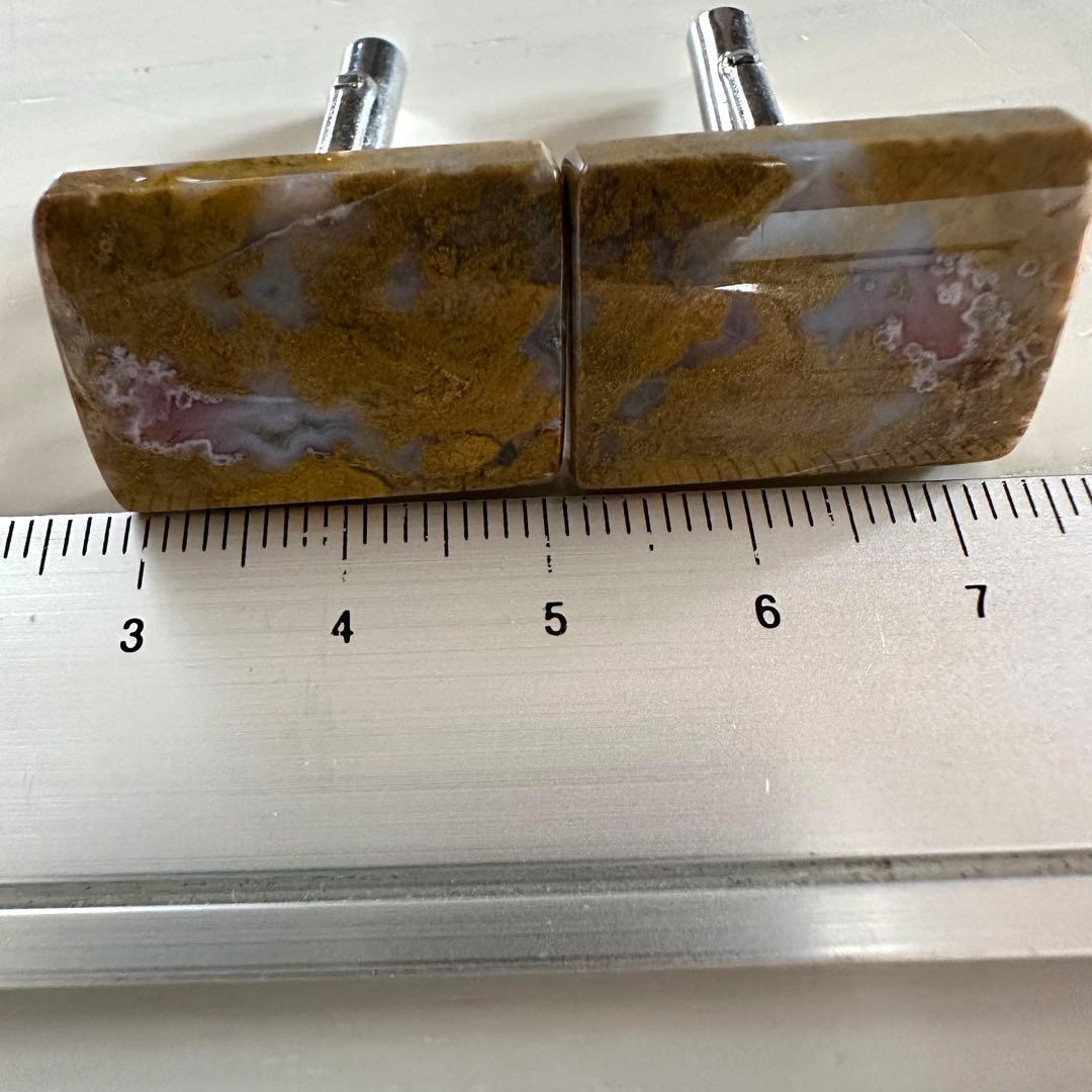 【一点物】津軽錦石　勾玉　カフス　ルース　津軽塗り　ジャスパー　花紋石　砂金石