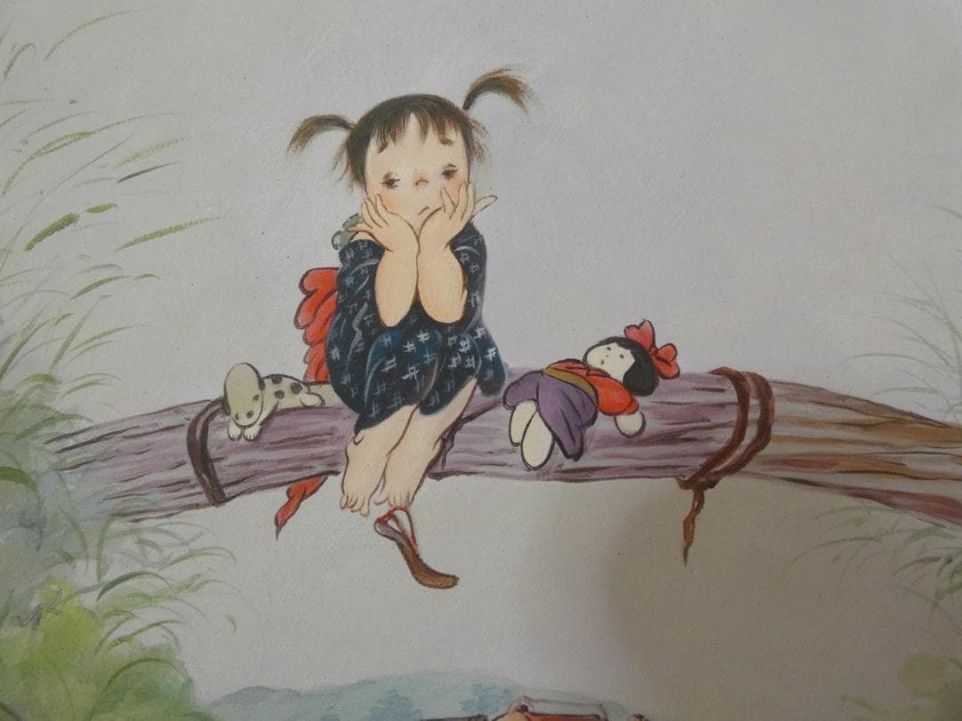 油絵　人物　中島潔　 【思い】手描き　額付き F6