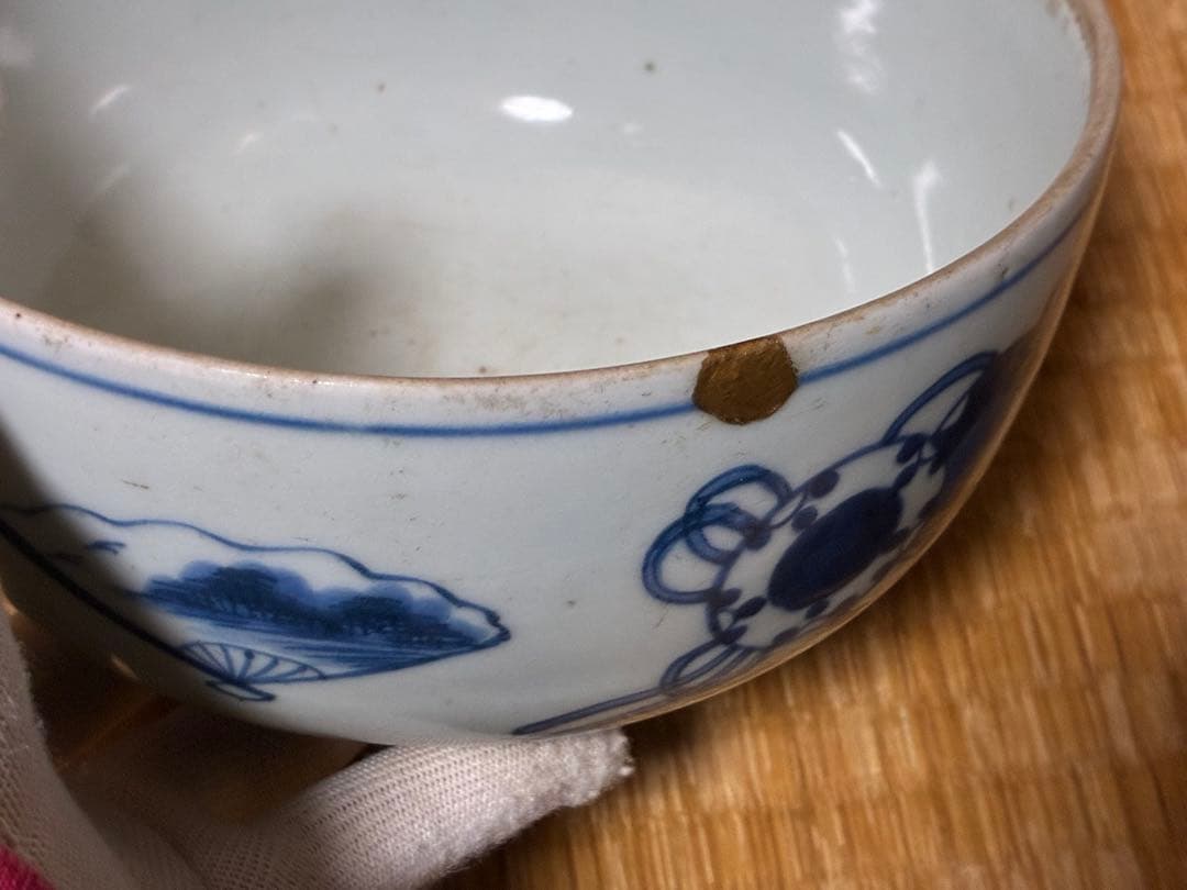 古伊万里 古染付 紋入 蓋物 水指 漆蓋付 時代物