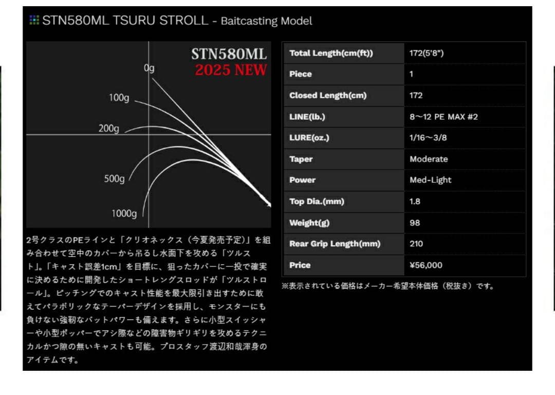 ロッド Road Runner STRUCTURE NXS STN580ML