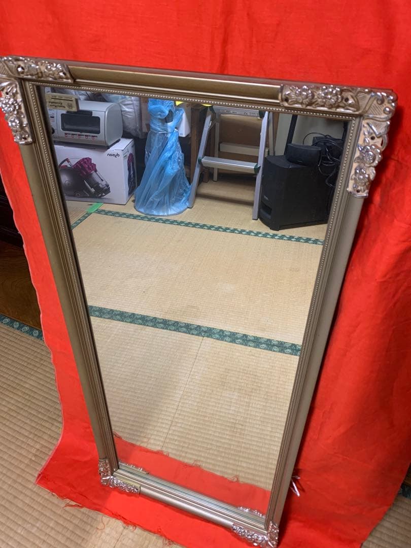 花柄装飾の大きめ姿見　ロココ調　ビンテージ　希少