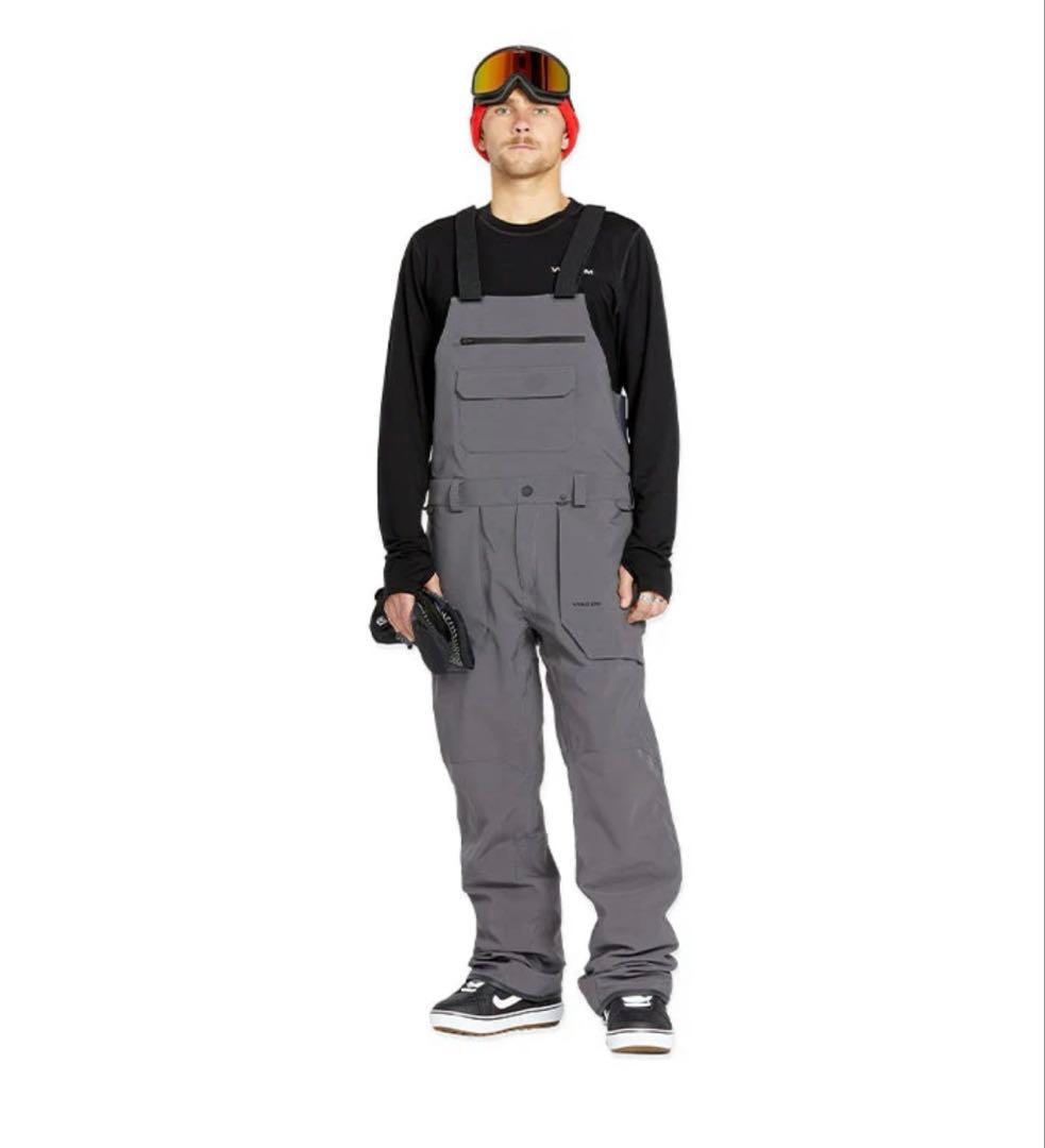 【美品】 VOLCOM MENS ROAN ビブパンツCHARCOAL Lサイズ