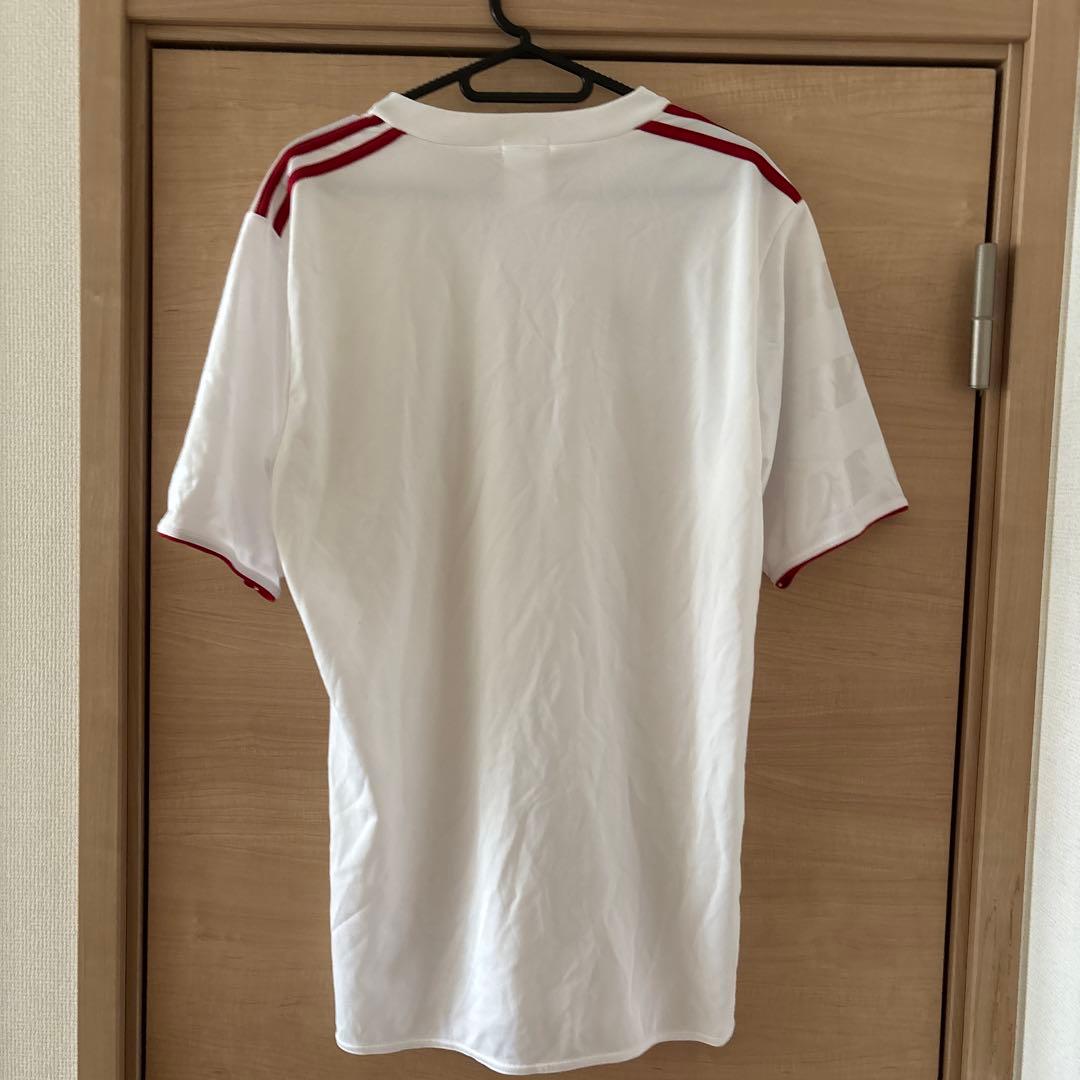 adidas サッカーシャツ ホワイト 赤ストライプ