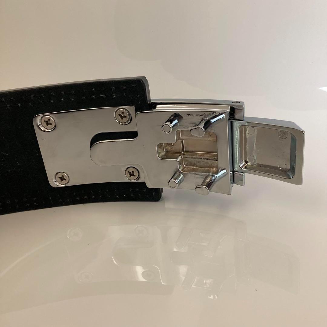 パワーベルト レバーアクション ワンタッチ可変式 Sサイズ 茶×艶シルバー 本革