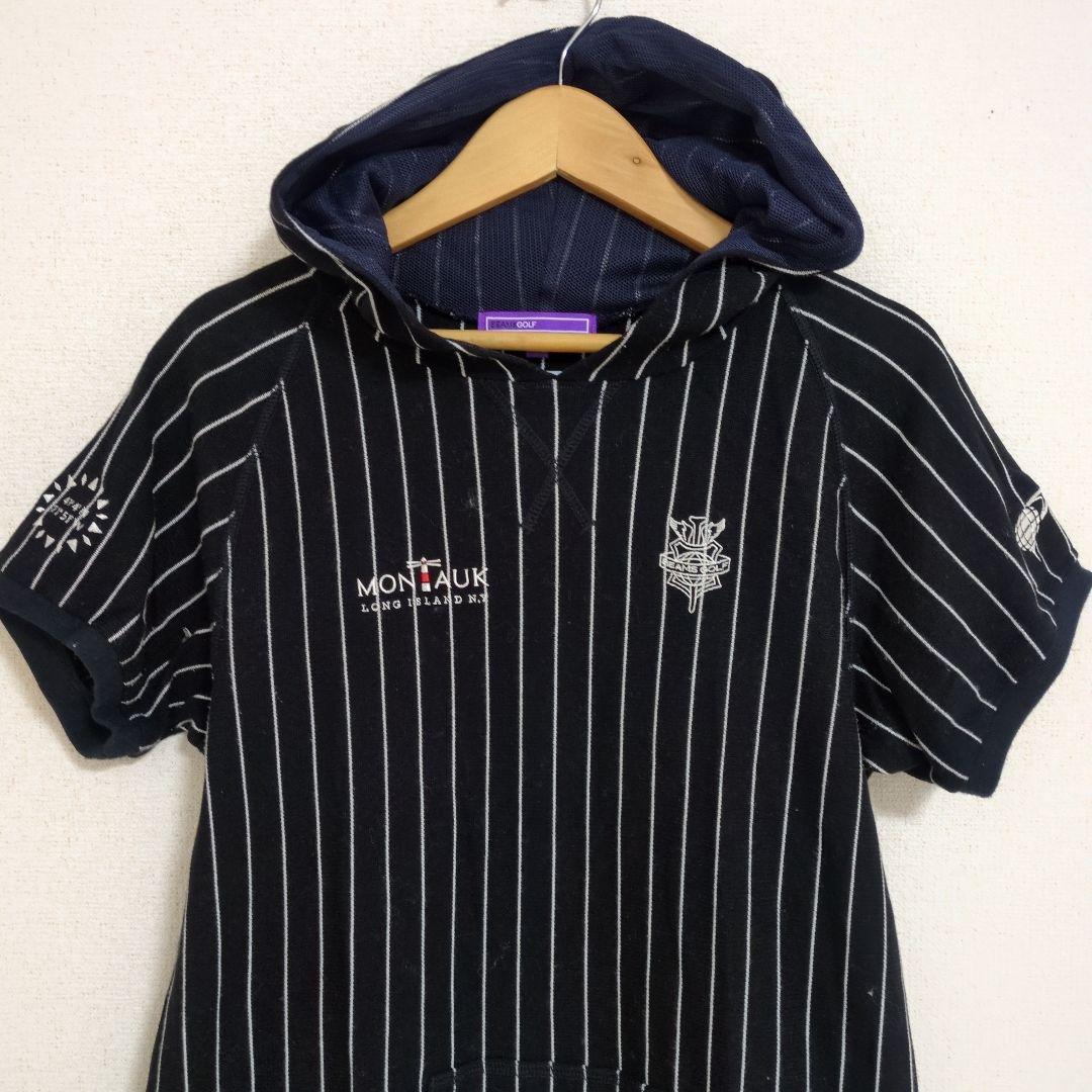 美品 BEAMS GOLF ビームスゴルフ ストライプ フードワンピース M 紺
