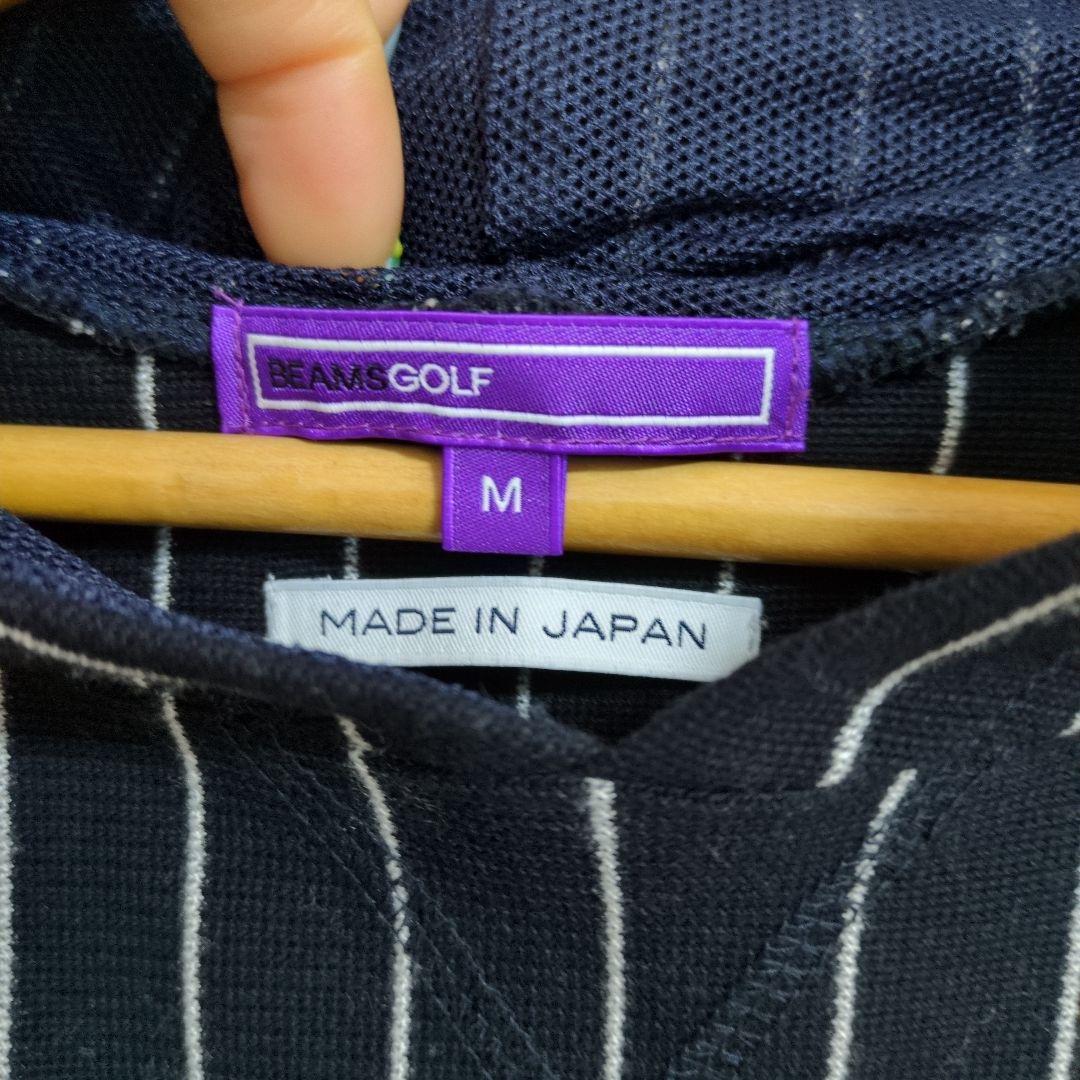 美品 BEAMS GOLF ビームスゴルフ ストライプ フードワンピース M 紺