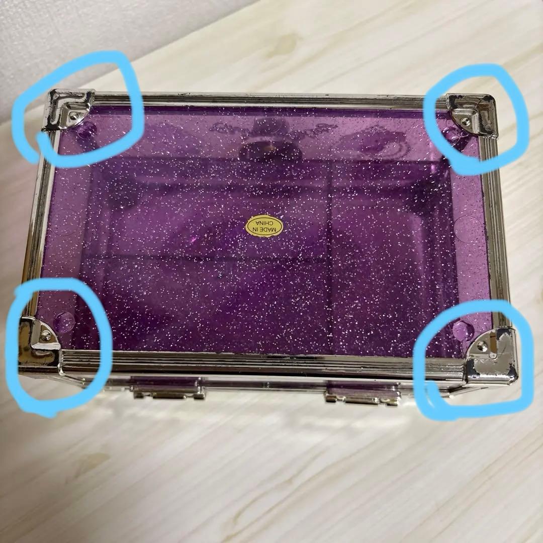 n*）様 チャーミーキティ✨️ アクセサリーケース 紫 グリッター小物入れ レト