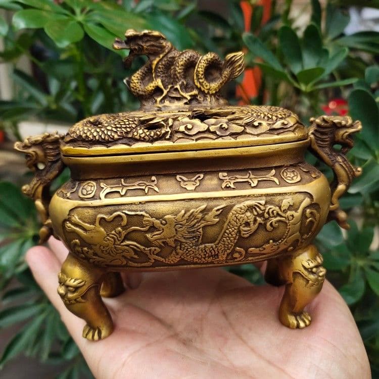 銅細工 龙纹香薰炉 檀香炉 香道具 装飾品 工芸品 美術品 置物