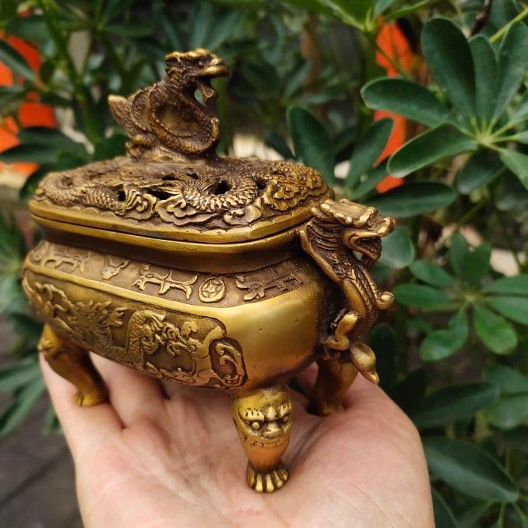 銅細工 龙纹香薰炉 檀香炉 香道具 装飾品 工芸品 美術品 置物