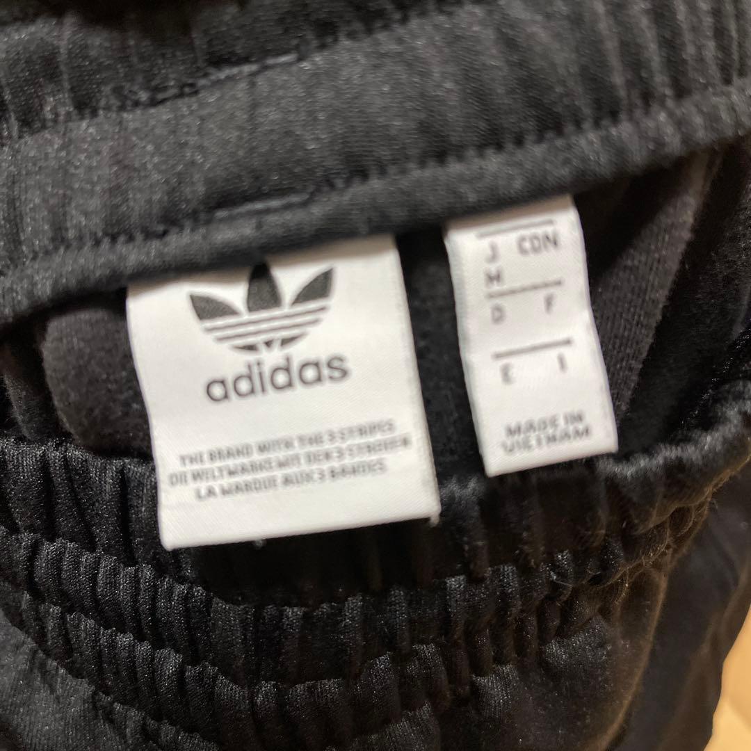adidas ストライプジャージ上下ブラック/パープル J M