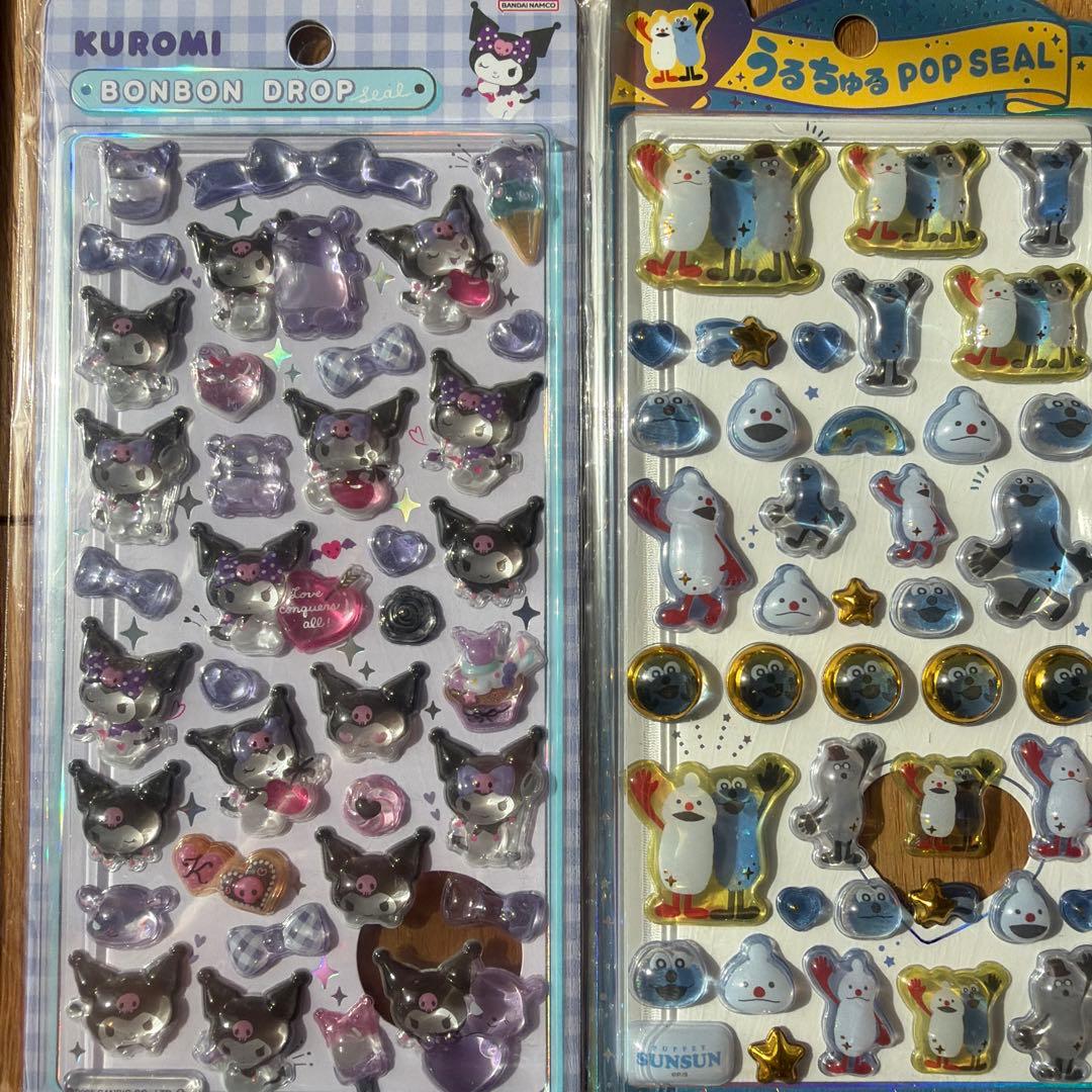 ディズニーボンボンドロップシール　サンリオ　うるちゅる　ウォーターシール
