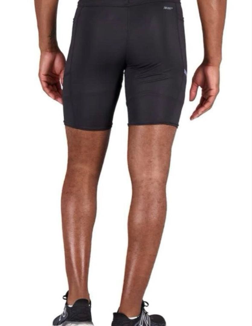 S 新品　ニューバランス メンズ　ハーフタイツ　ブラック　黒　マラソンランニング