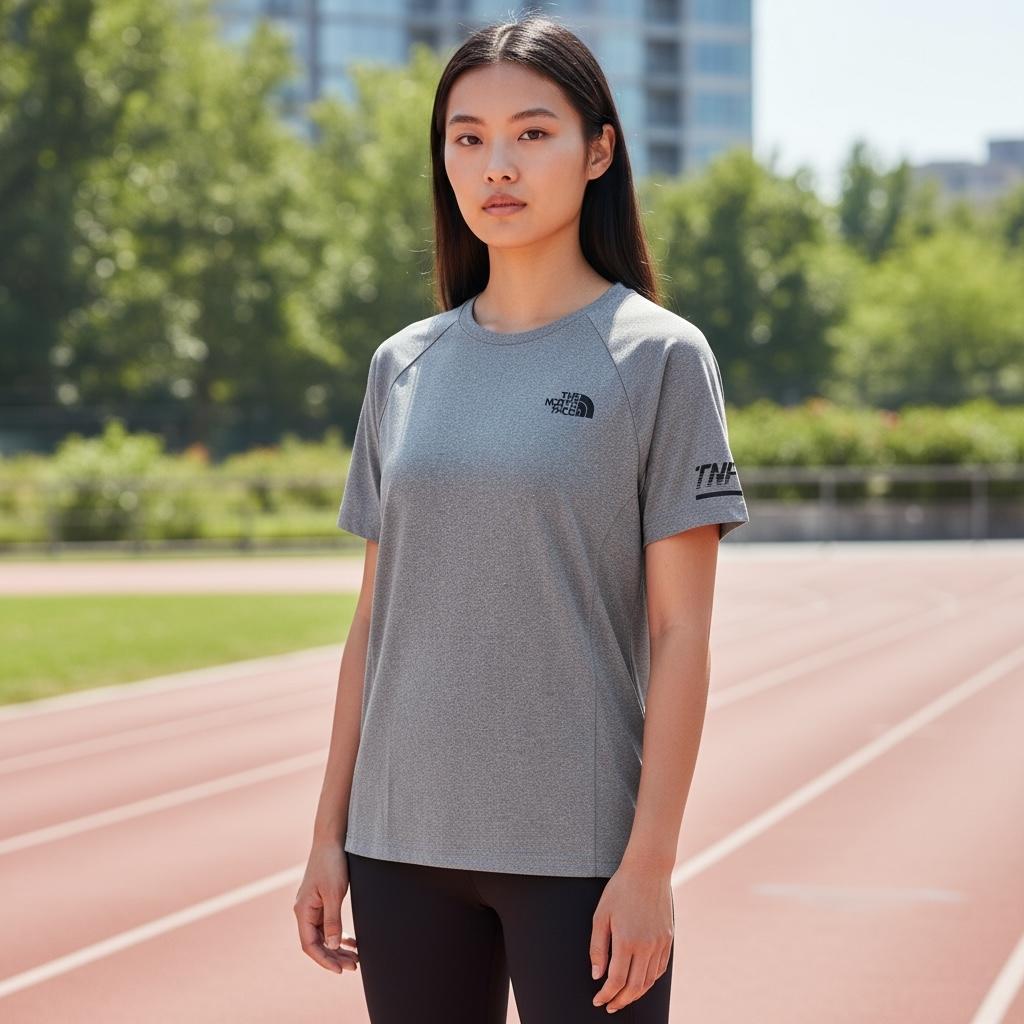 ⭐️爽やかスポーティ❗️ノースフェイスM レディースTシャツ半袖 グレー
