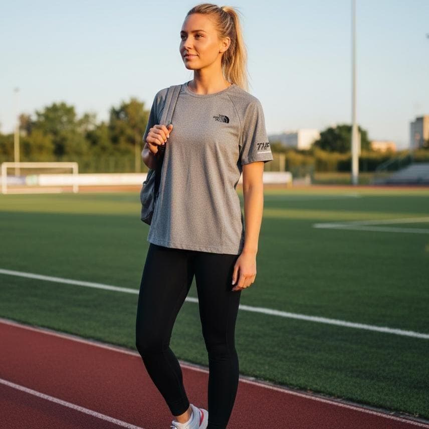 ⭐️爽やかスポーティ❗️ノースフェイスM レディースTシャツ半袖 グレー