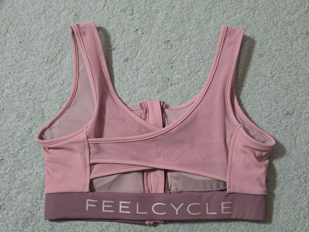FEELCYCLE★フロントzip バッククロスメッシュブラトップ★ピンク