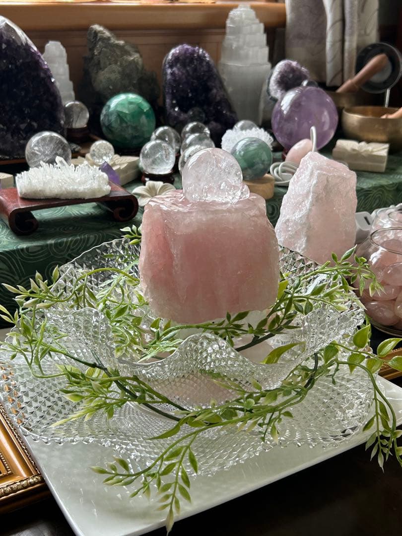 ✨破格✨絶品‼️ローズクオーツ☆噴水☆天然石⭐︎ファウンテン☆秘蔵品⭐︎1290g