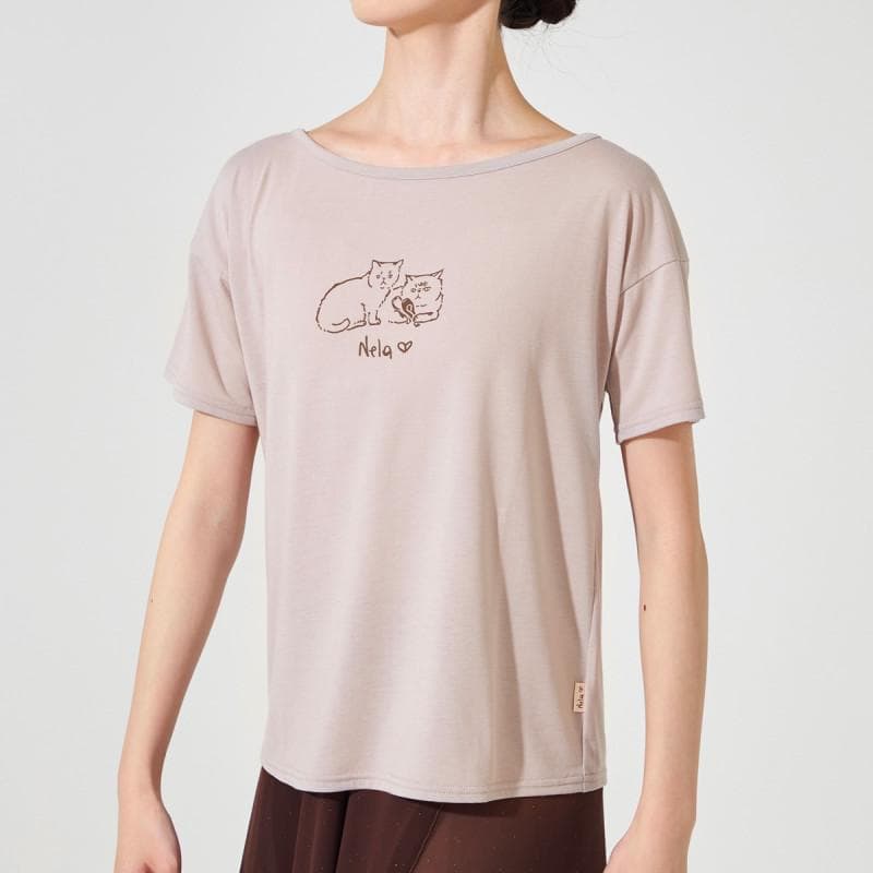 【人気】チャコット　Nelaライン　コラボ　Tシャツ　猫　バレエ