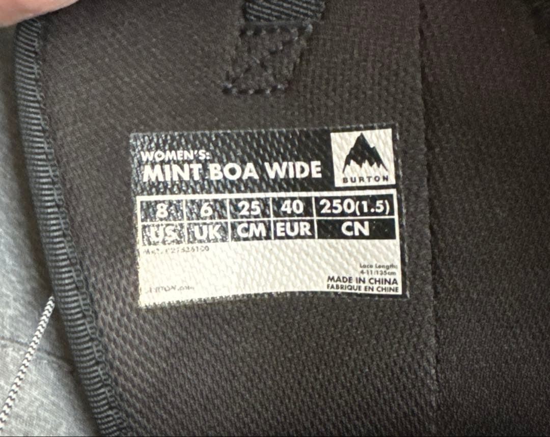 BURTON(バートン)MINT BOA WIDEブラック スノボブーツ 25㎝
