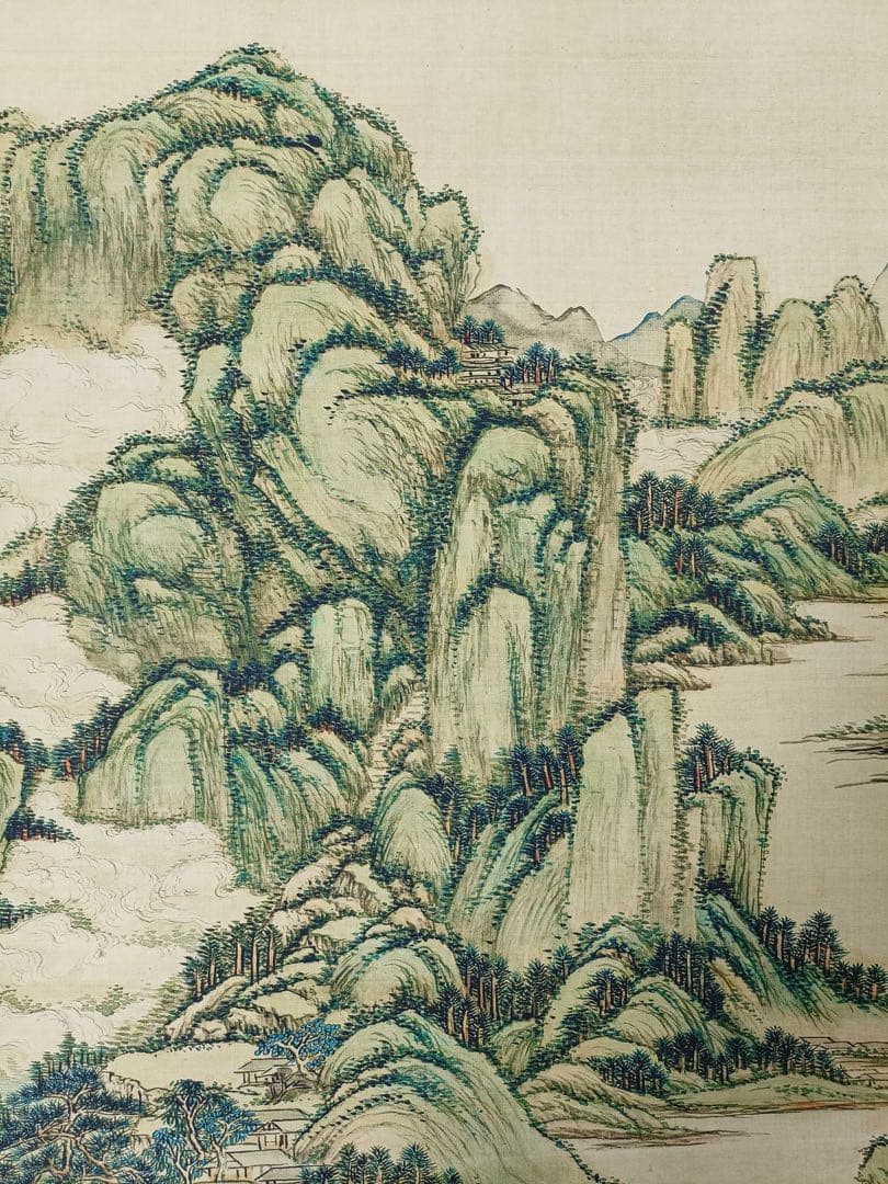 【王原祁】山水图 中国画 掛け軸 水墨画 和室 玄関 茶室 壁掛け 美術品