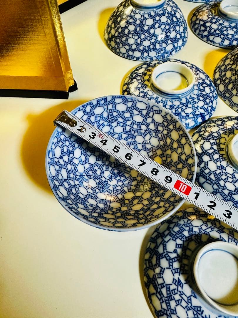 古伊万里　骨董　蓋付き碗　５脚 全面絵付　E30