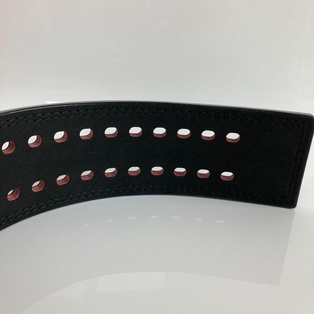 本革 パワーリフティングベルト レバーアクション バックル光沢銀 パワーベルト