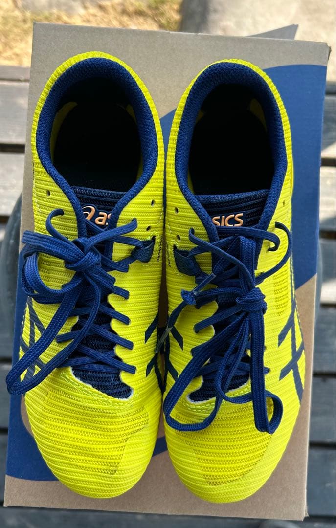 asics 24cm スパイクシューズ イエロー/ネイビー