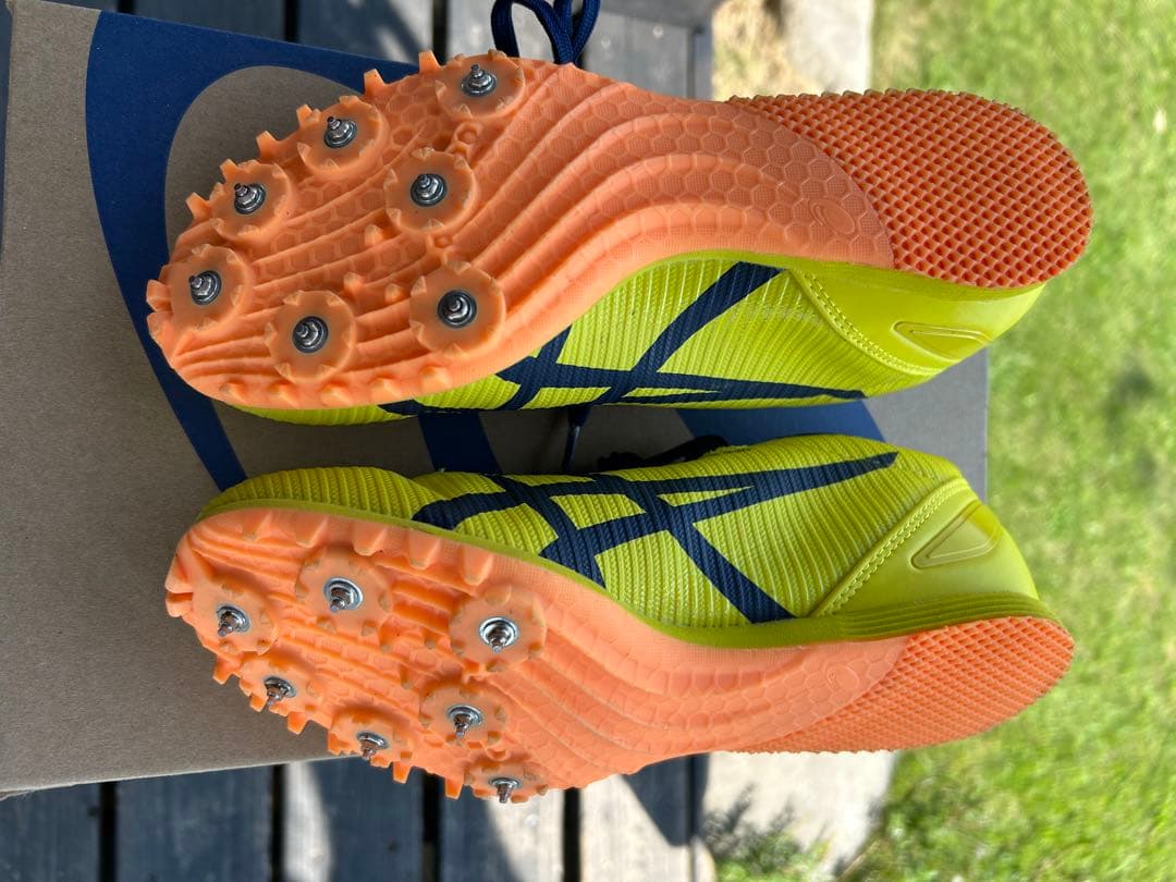 asics 24cm スパイクシューズ イエロー/ネイビー