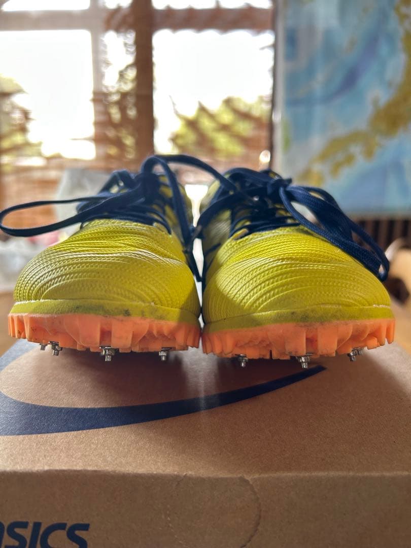 asics 24cm スパイクシューズ イエロー/ネイビー