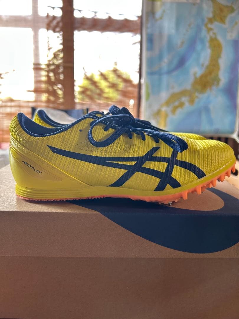 asics 24cm スパイクシューズ イエロー/ネイビー