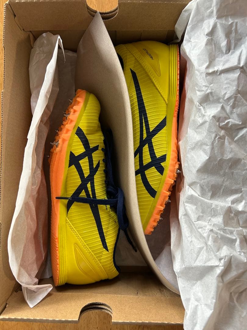 asics 24cm スパイクシューズ イエロー/ネイビー