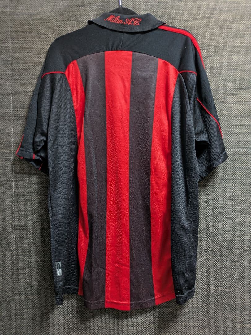 90s ACミラン adidas シャツ 赤黒 ストライプ