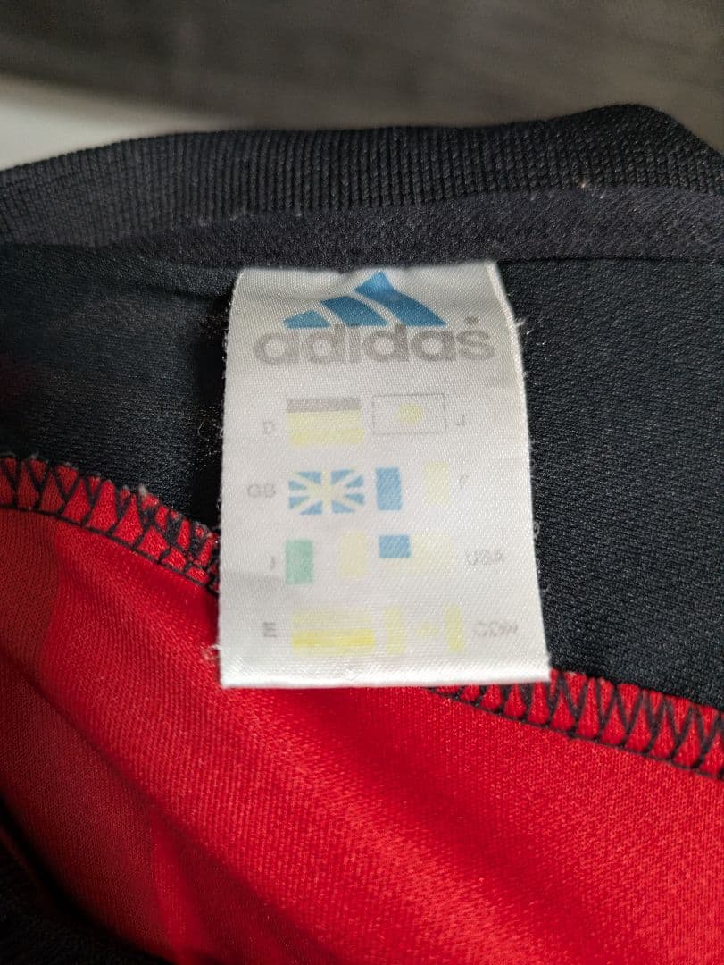 90s ACミラン adidas シャツ 赤黒 ストライプ