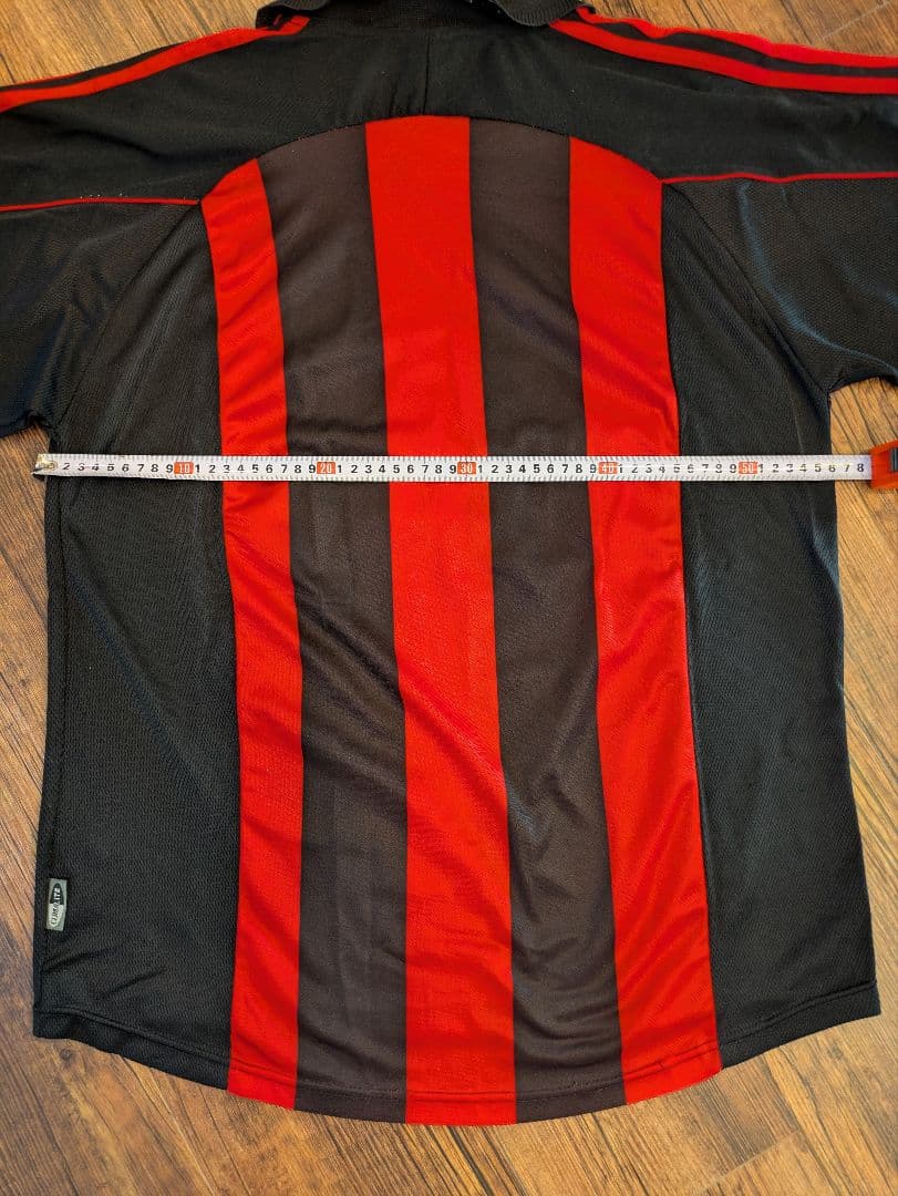 90s ACミラン adidas シャツ 赤黒 ストライプ