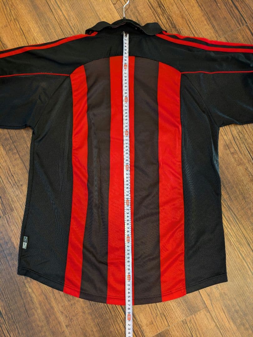 90s ACミラン adidas シャツ 赤黒 ストライプ