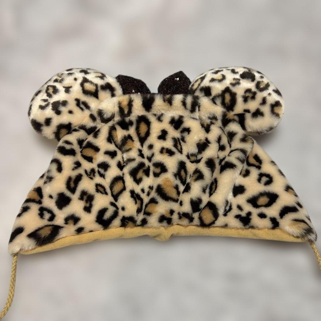 【ミッキー型ヒョウ柄】ファンキャップピンク系・ブラウン系　美品！