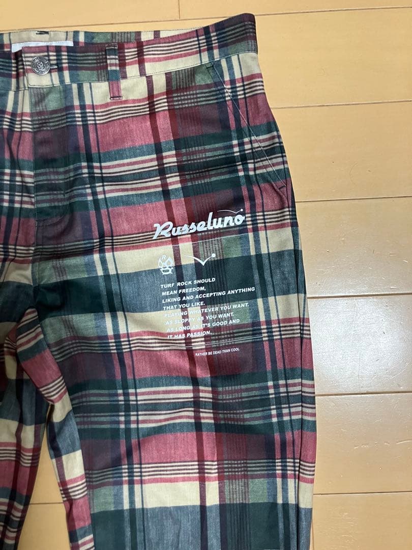 Russeluno ラッセルノ チェック柄 スリムフィット ゴルフ パンツ