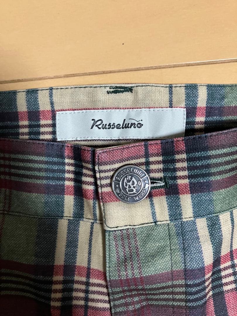 Russeluno ラッセルノ チェック柄 スリムフィット ゴルフ パンツ