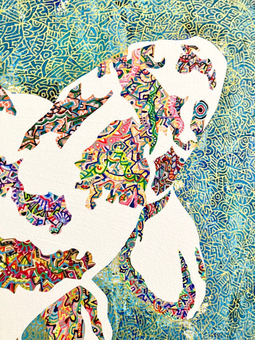値下げ　原画　鯉　動物画　絵画　アクリル画　現代アート　細密画　手描き　一点物