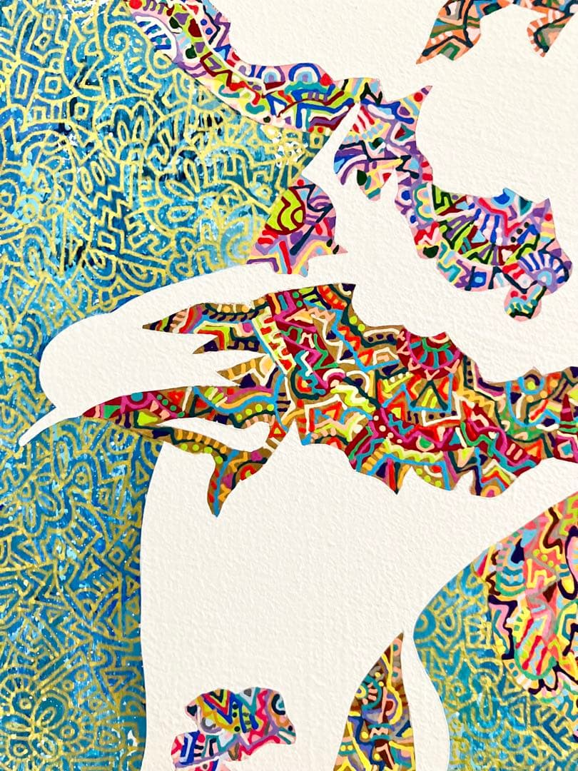 値下げ　原画　鯉　動物画　絵画　アクリル画　現代アート　細密画　手描き　一点物