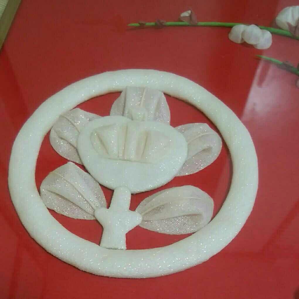 つまみ細工 つまみ画 つまみ絵 家紋 丸に橘 令和の梅の花 ハンドメイド 一点物
