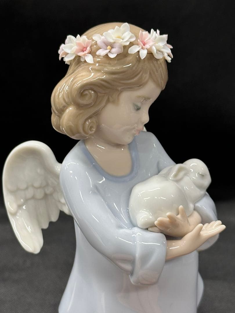 【美品】LLADRO リヤドロ　フィギュリン　天使の宝物　天使　兎　ウサギ