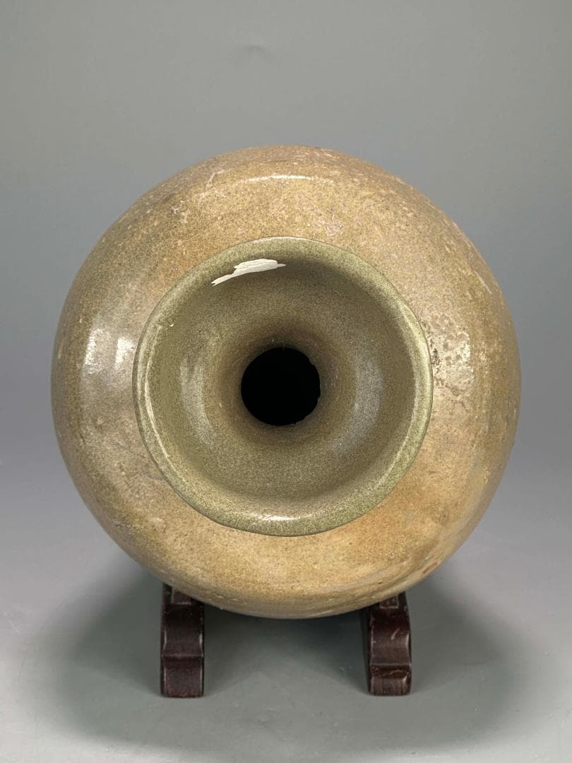 M22US11 韓国美術　高麗青磁　盤口瓶　花瓶　時代物　花入　李朝　朝鮮王朝