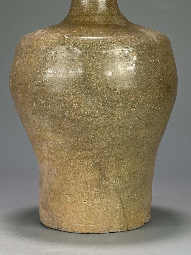 M22US11 韓国美術　高麗青磁　盤口瓶　花瓶　時代物　花入　李朝　朝鮮王朝