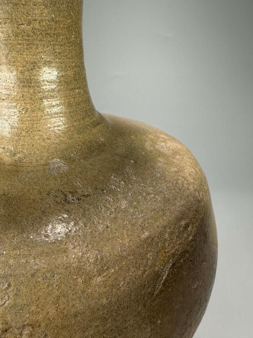 M22US11 韓国美術　高麗青磁　盤口瓶　花瓶　時代物　花入　李朝　朝鮮王朝