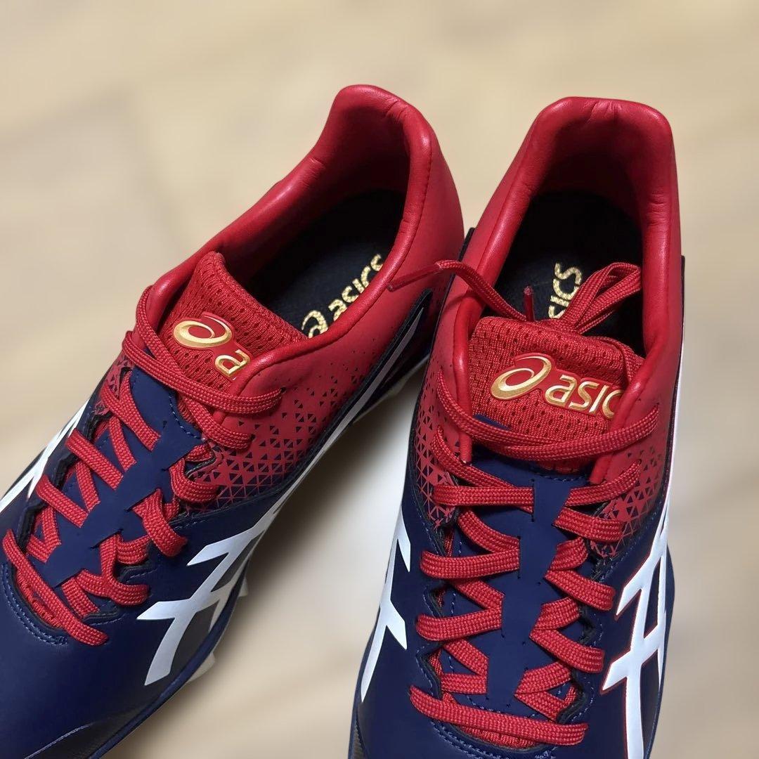 o*i様 野球　日本代表　WBC asics ネイビー/レッド スパイクシューズ